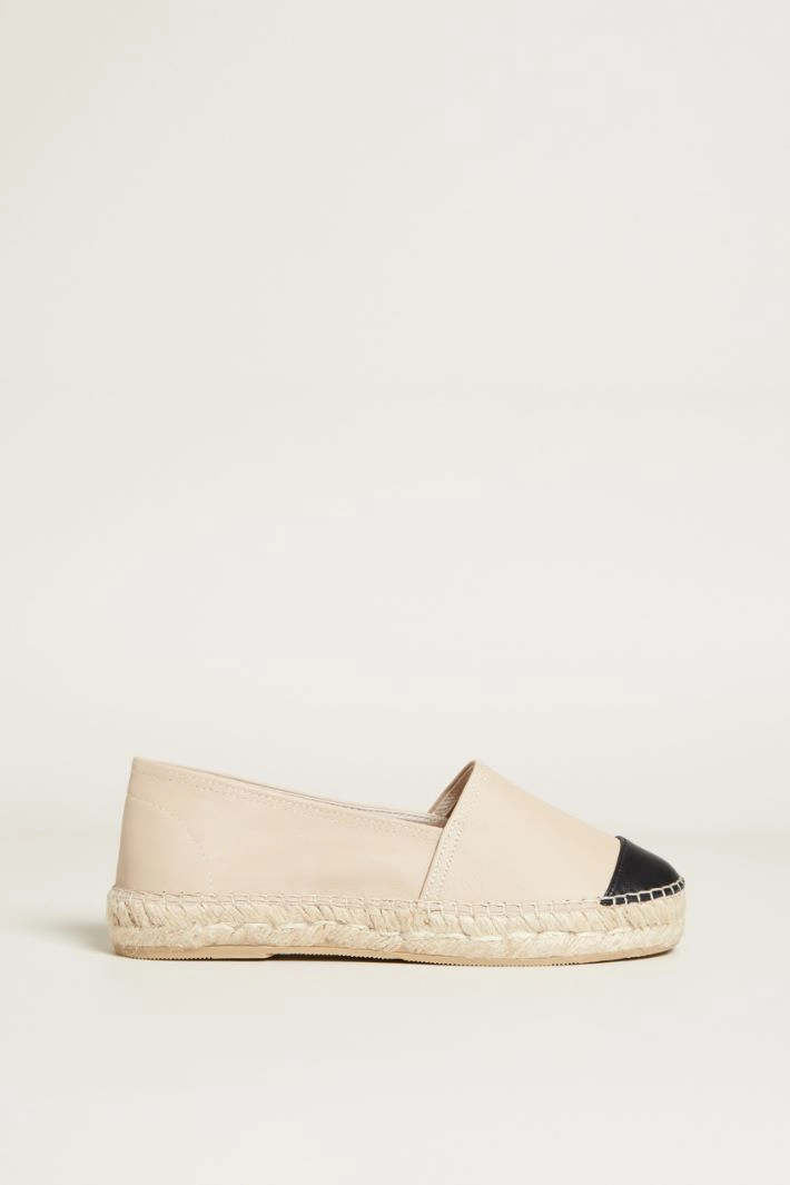 Leather espadrilles - LIGHT BEIGE BLACK