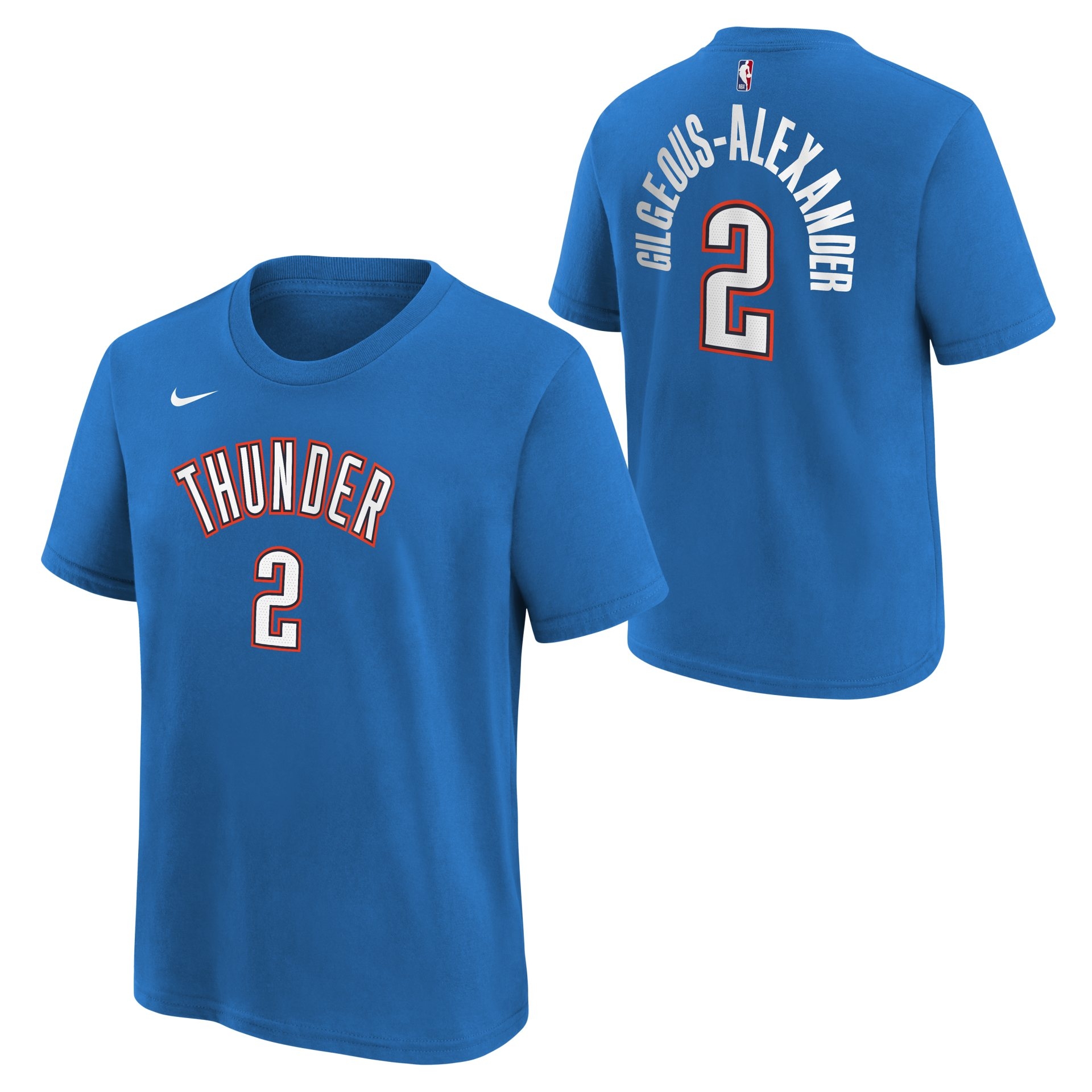 Shai Gilgeous-Alexander #2 OKC Thunder Player NBA T-Shirt Blue (YOUTH)