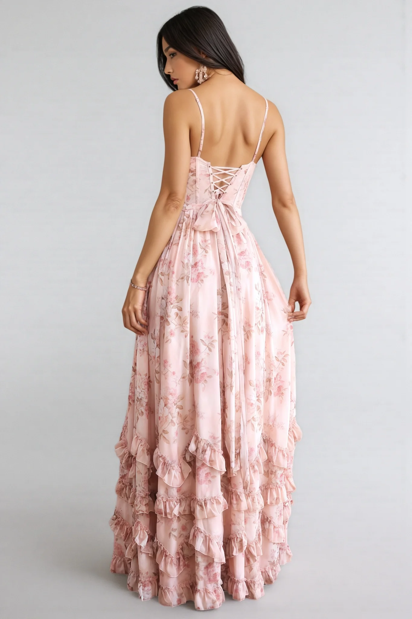 Urielad Pink Halter Print Maxi Dress