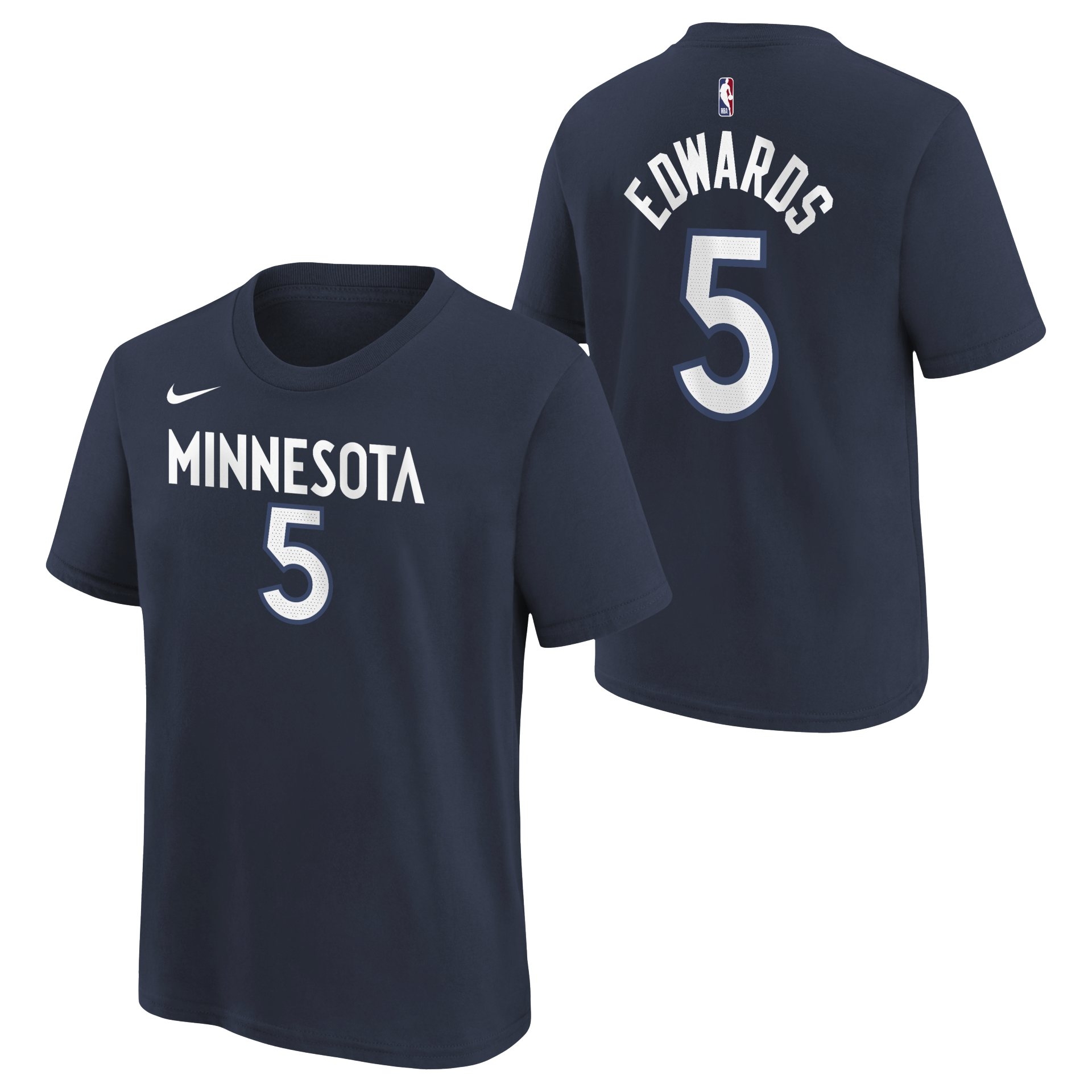 Anthony Edwards #5 Minnesota Timberwolves Player NBA T-Shirt Navy (YOUTH)