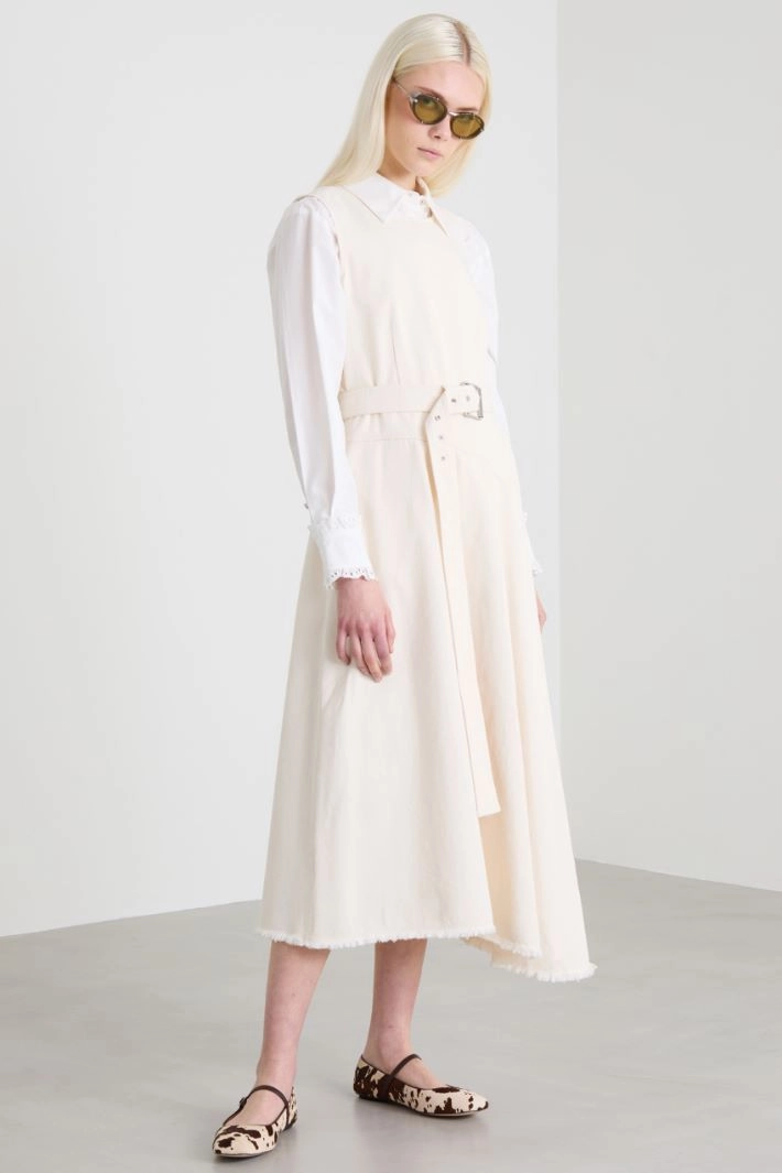 Cotton bull denim dress - CREAM