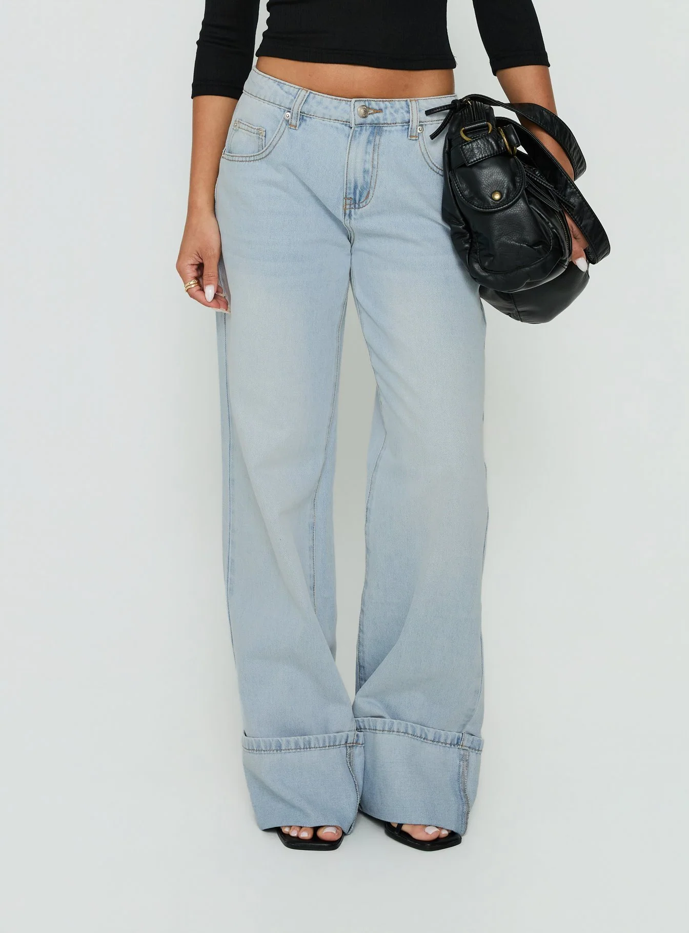 Ezia Wide Cuff Baggy Jeans Light Blue Wash