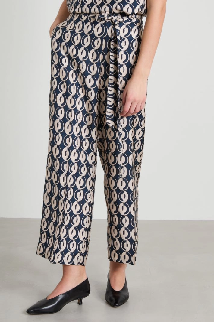 Printed twill trousers - BLUE