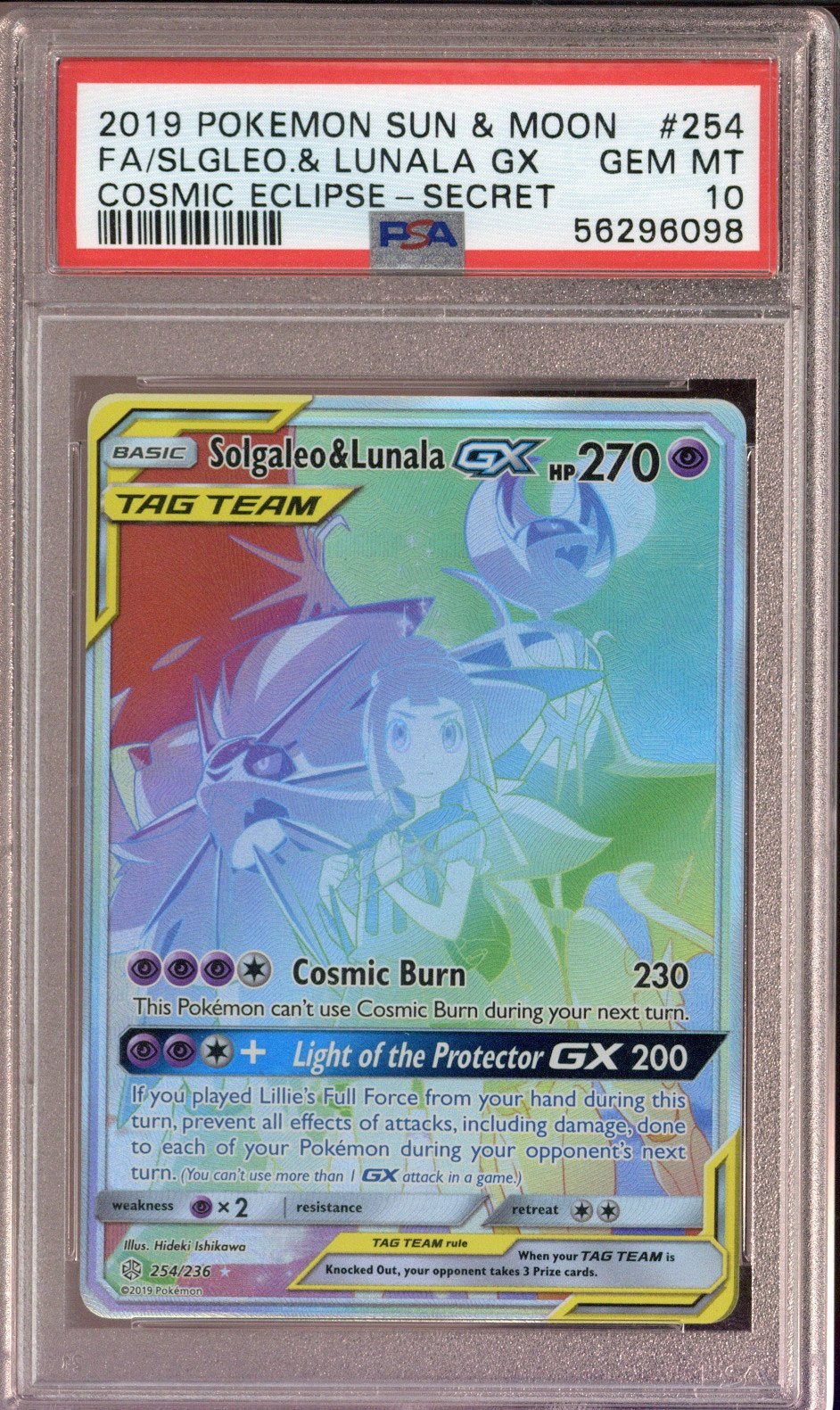 2019 Pokemon Cosmic Eclipse Solgaleo & Lunala GX 254/236 PSA 10