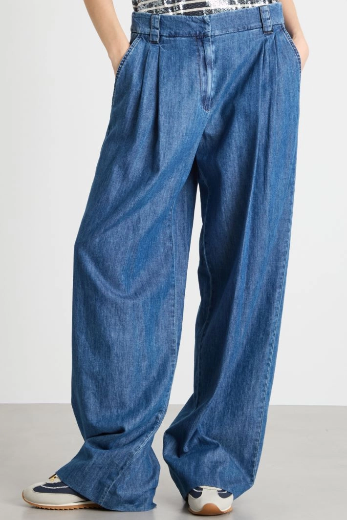 Oversized pleated jeans - BLUE