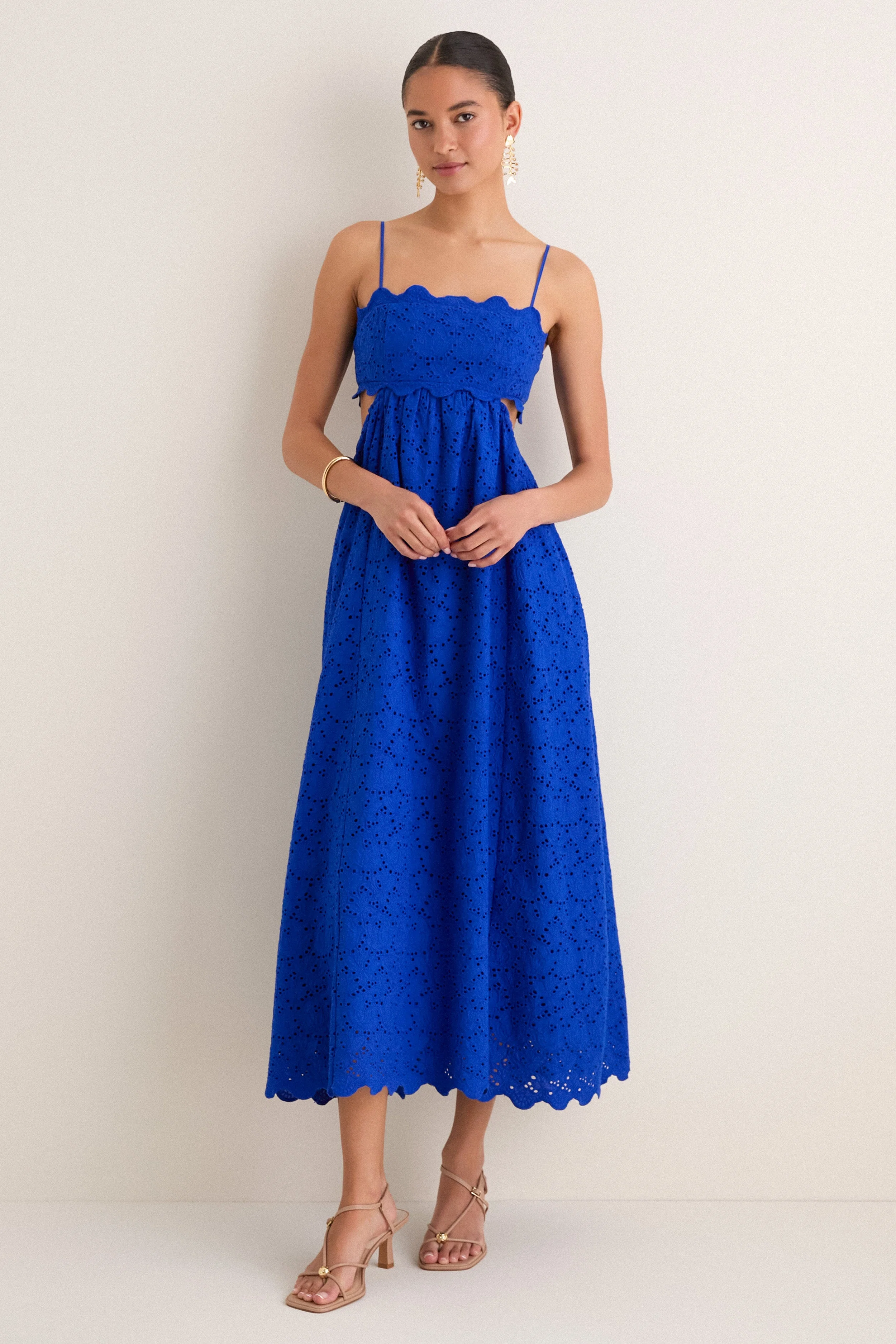 Blue Eyelet Cut-Out Larkspur Dress