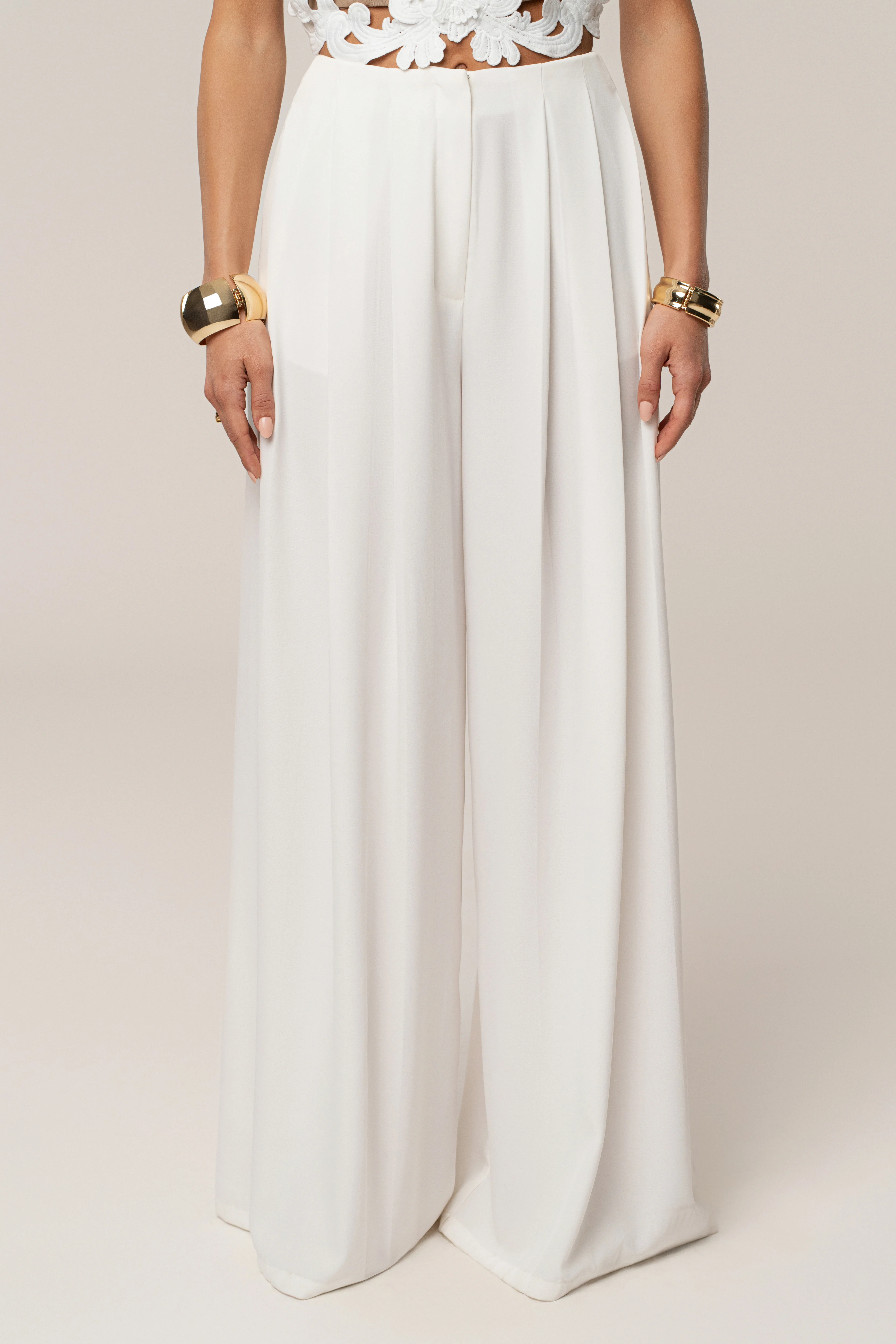 White Summer Ease Wide Leg Pants