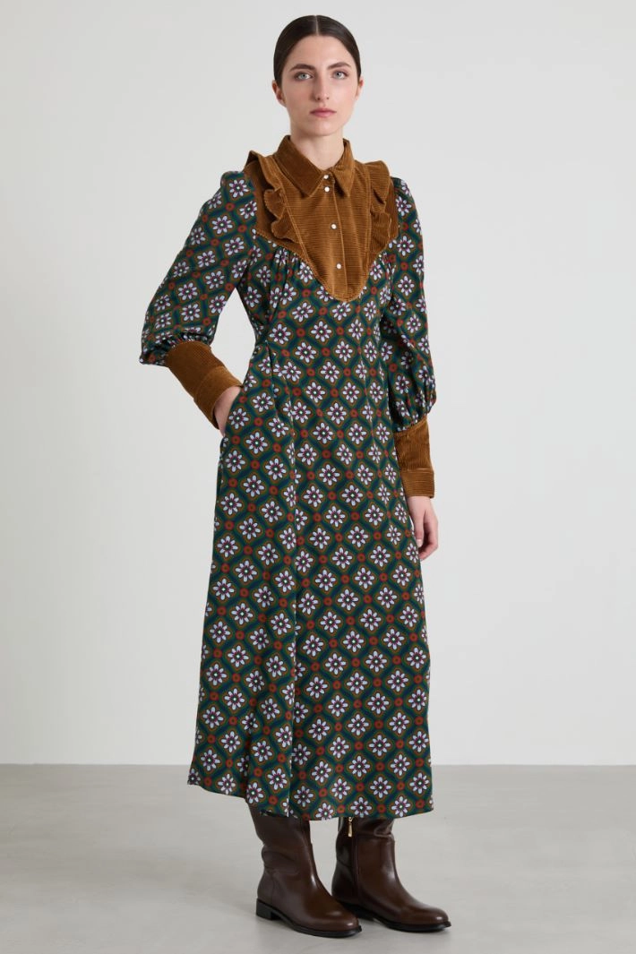 Long silk crepe dress - CAMEL