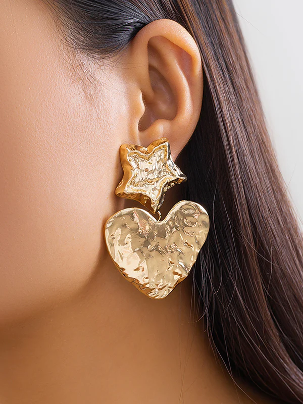 Normcore Heart Shape Solid Color Star Shape Earrings Accessories