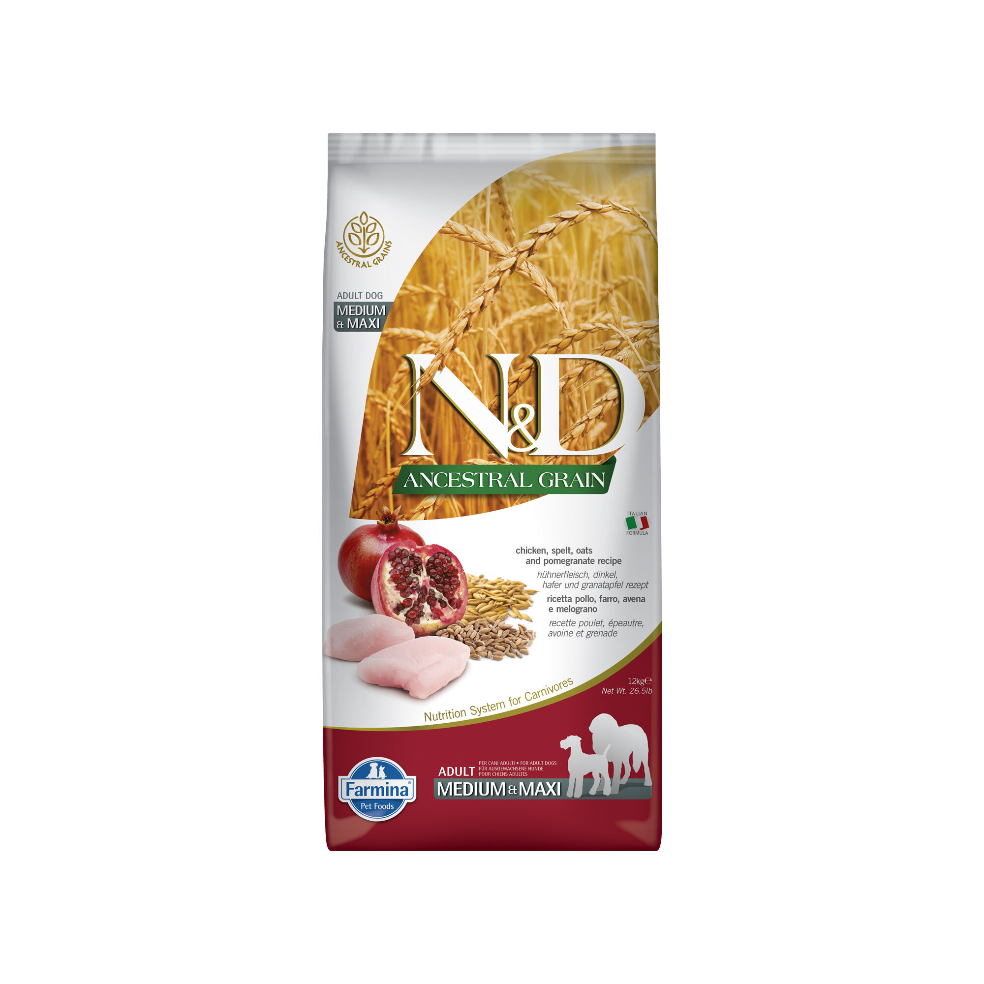 Farmina N&D Ancestral Grain Adult Dog Medium & Maxi - Chicken - 12 kg