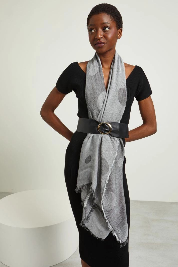 Viscose jacquard stole - BLACK WHITE