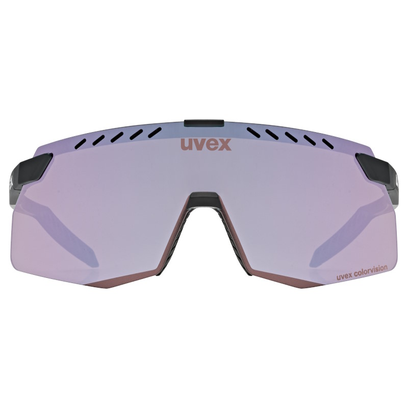 Uvex pace stage s CV Cycling Glasses - black matt/mirror pink colorvision