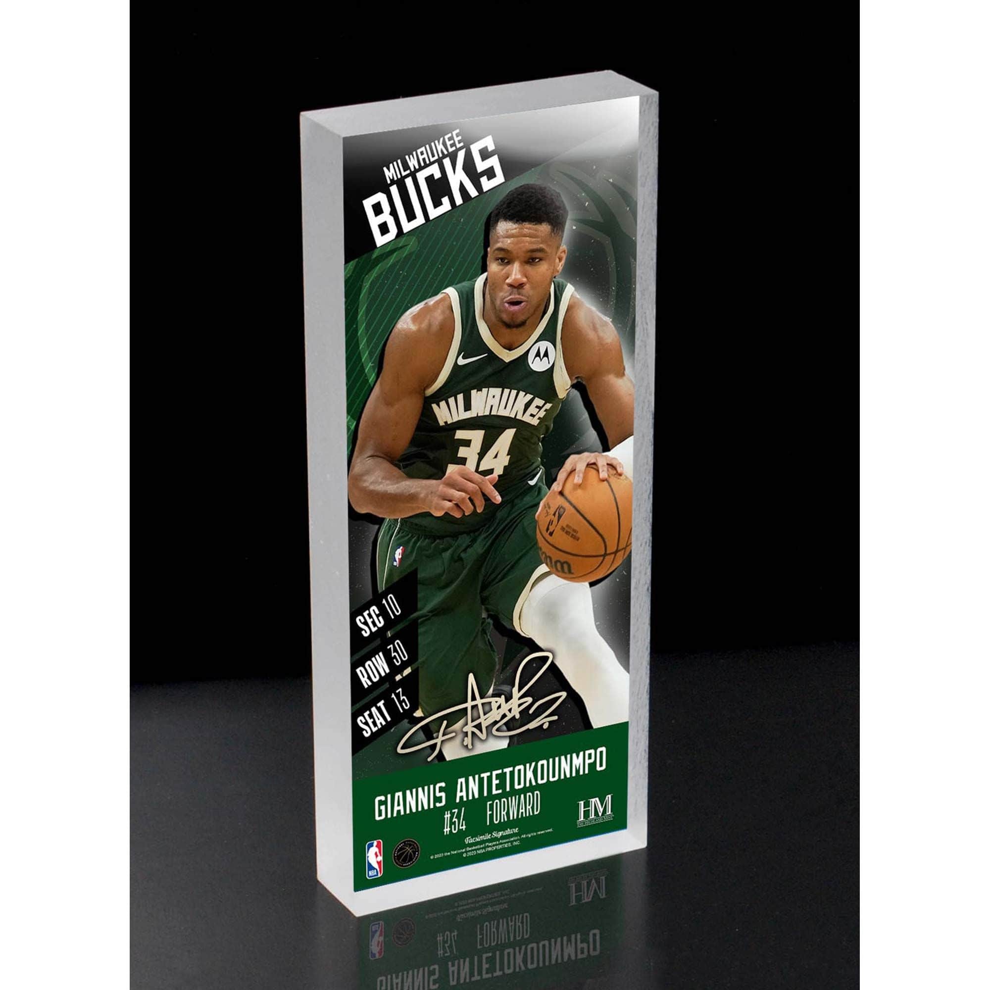 Giannis Antetokounmpo Milwaukee Bucks NBA Player Ticket 3D Block Art