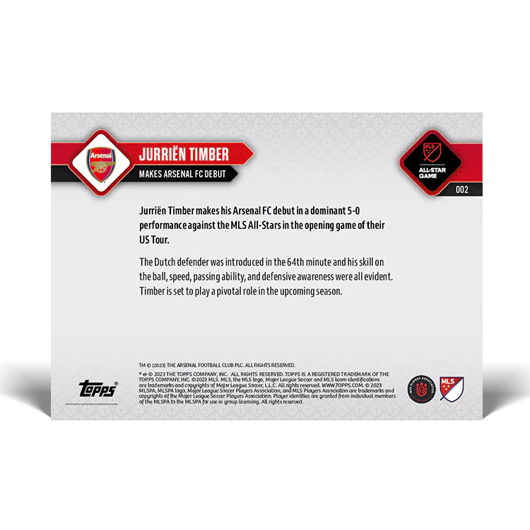 Topps UK - Makes Arsenal FC debut - ARSENAL TOPPS NOW® Card #002