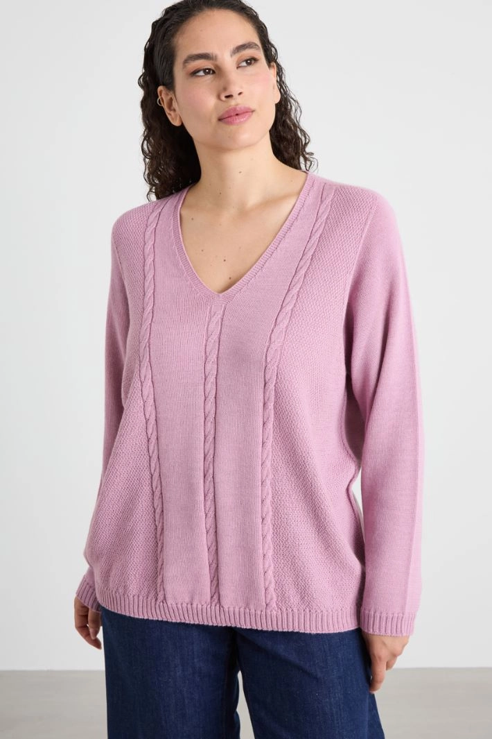 V-neck sweater - MAUVE
