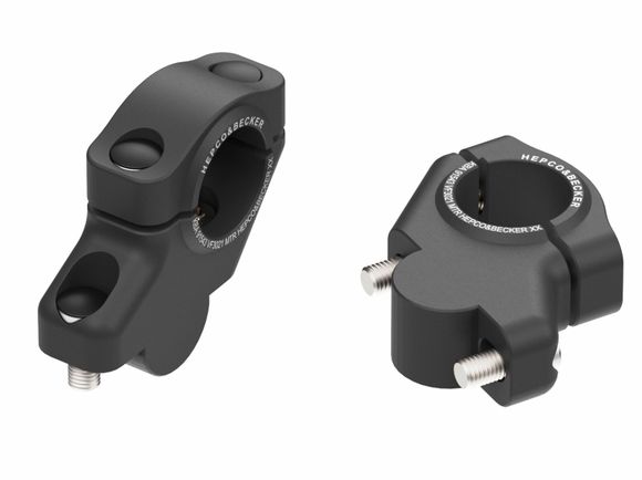 Hepco & Becker handlebar riser with offset 30 mm high and 21 mm back - blackRef: Hbe04962A / 42407634 00 01