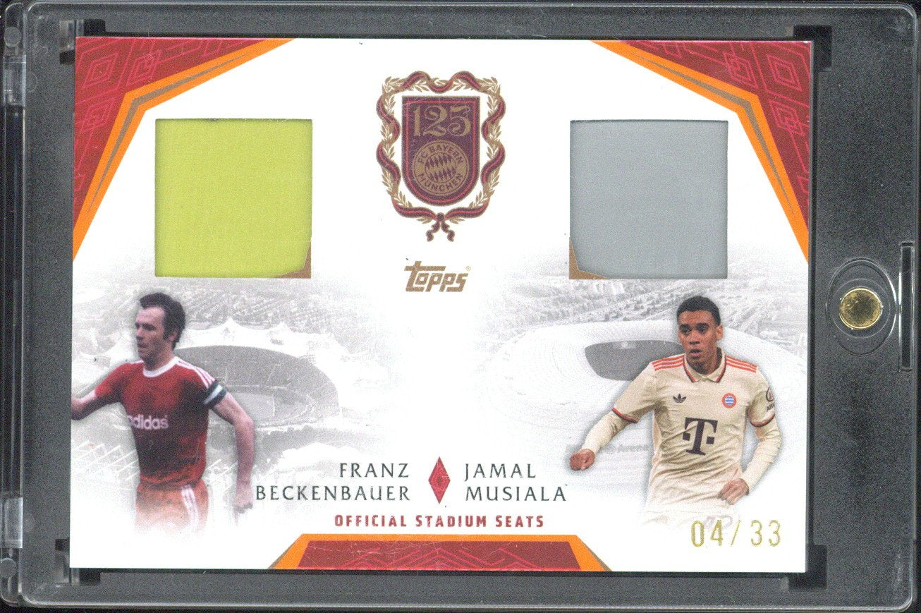 2024-25 Topps FC Bayern 125 Years Anniversary Franz Beckenbauer / Jamal Musiala Seat Relic /33
