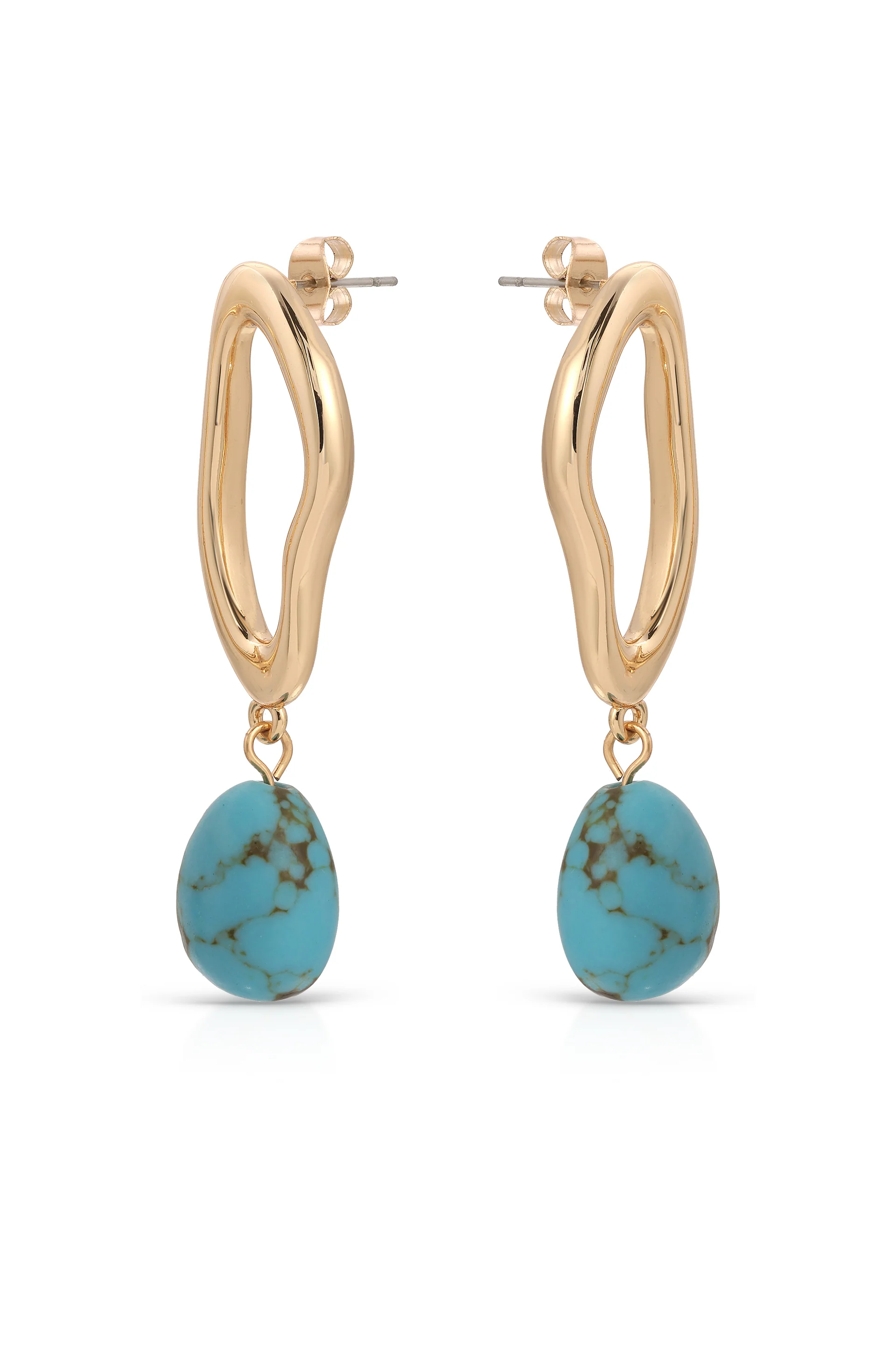 Open Circle Turquoise Dangle Earrings