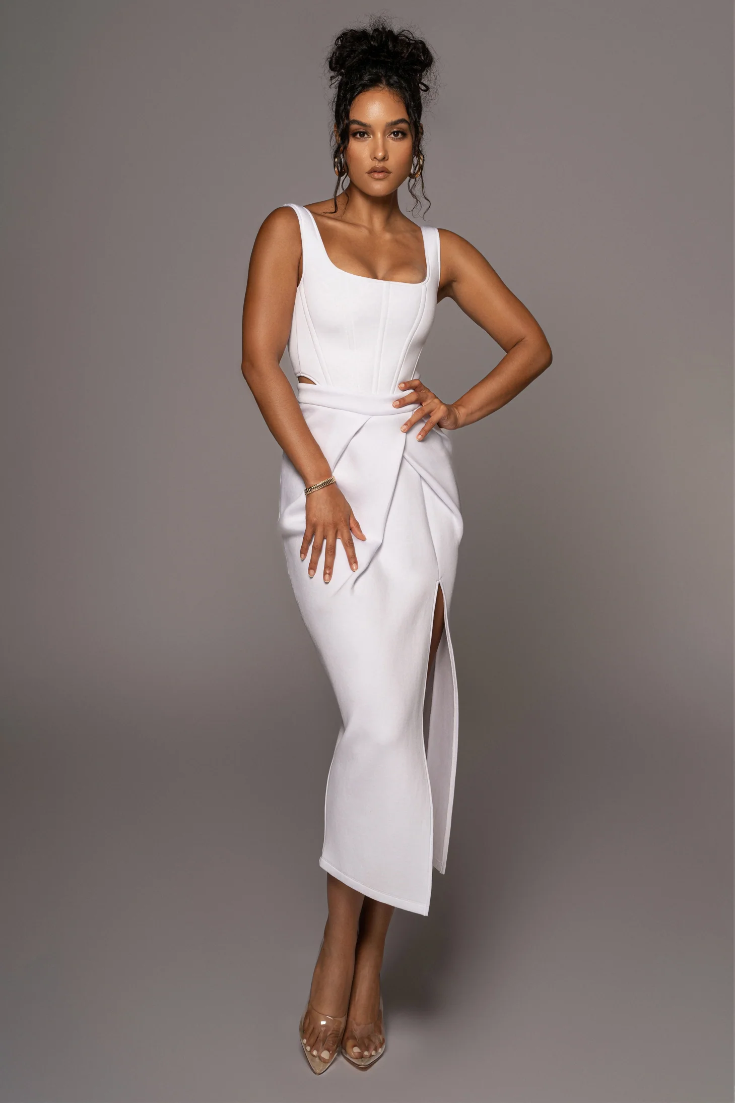 White Roxanne Slit Skirt