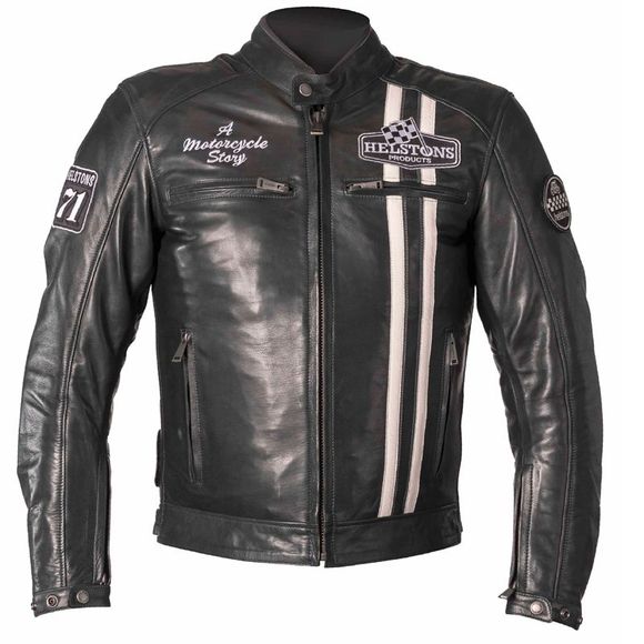 Helstons INDY LEATHER RAG Motorcycle Jacket - Blue / WhiteRef: HS0720