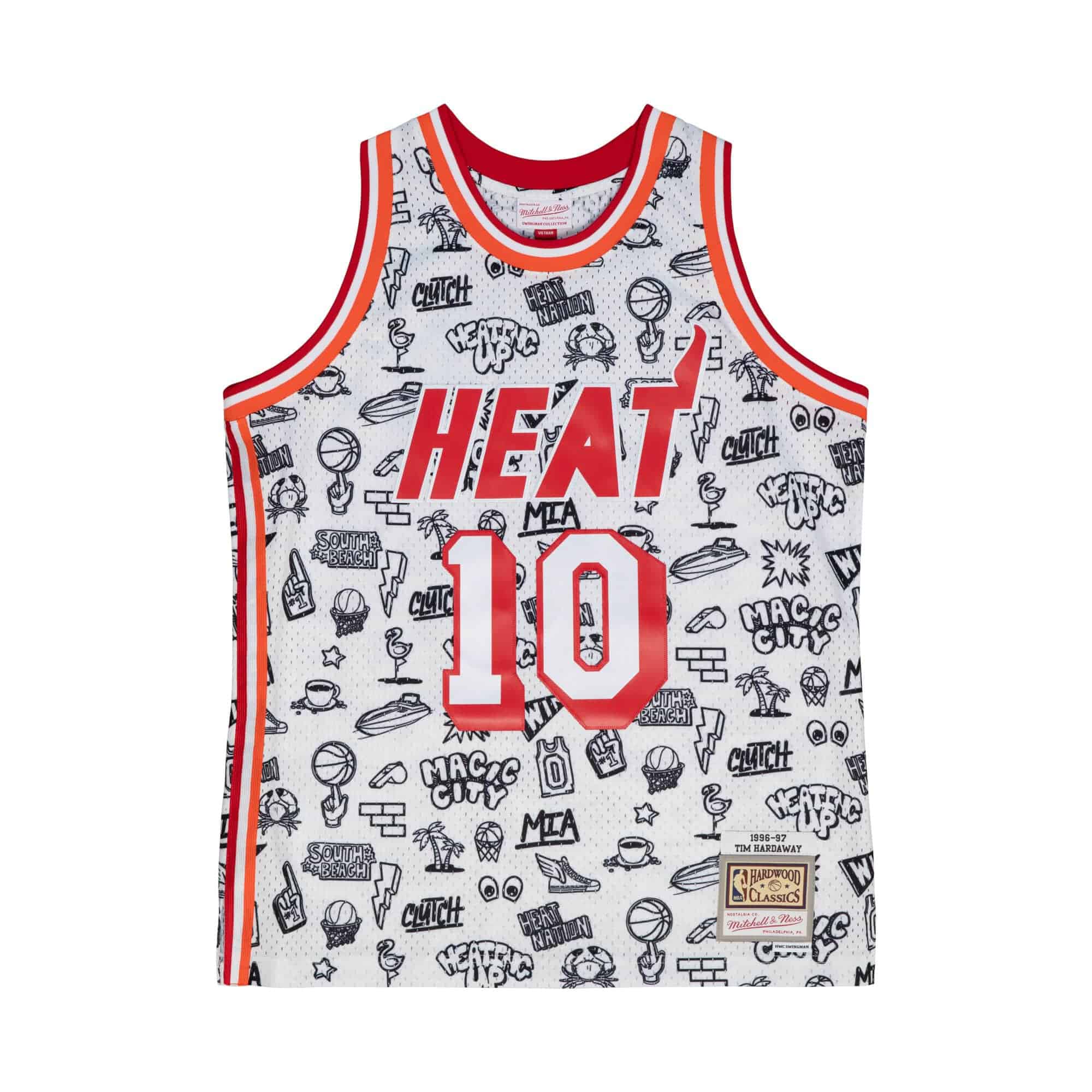 Tim Hardaway #10 Miami Heat Doodle Mitchell & Ness Swingman NBA Jersey