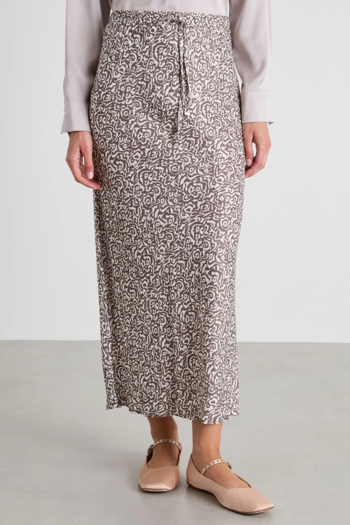 Twill midi skirt - GREY