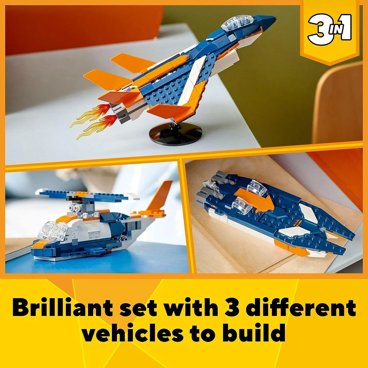 31126 Creator 3 in 1 Supersonic Jet Plane Toy LEGO