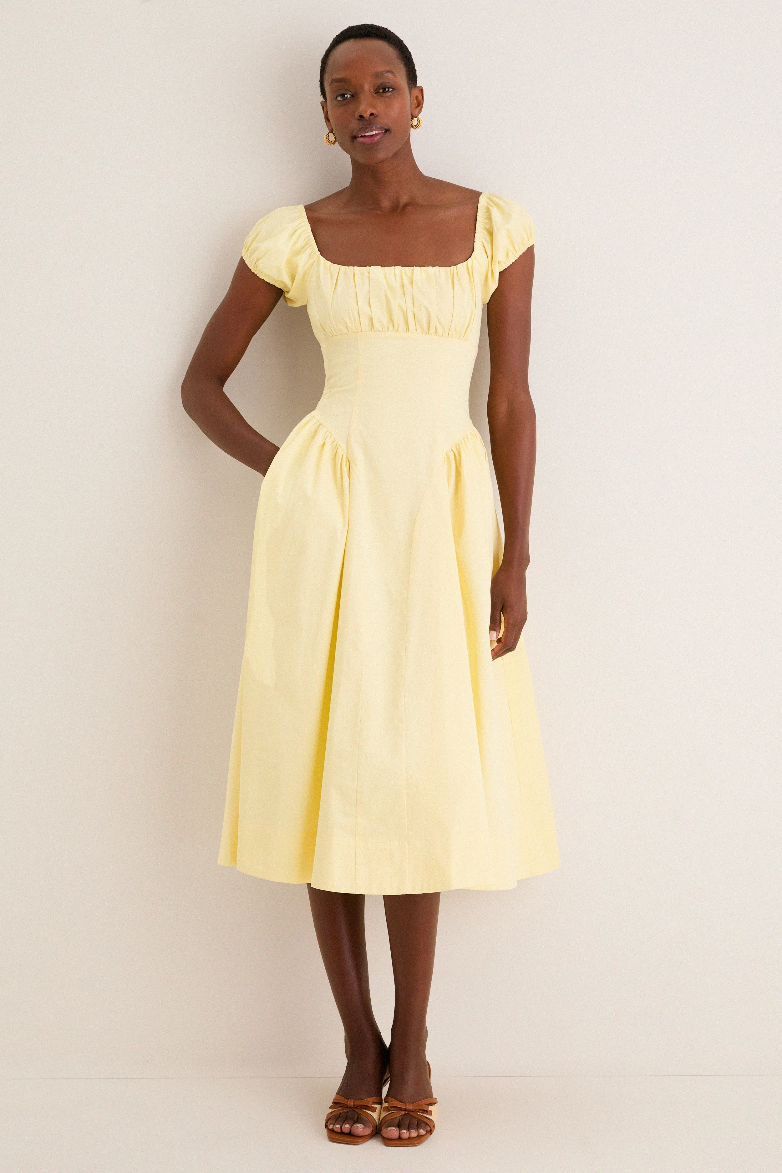 Yellow Adilene Midi Dress