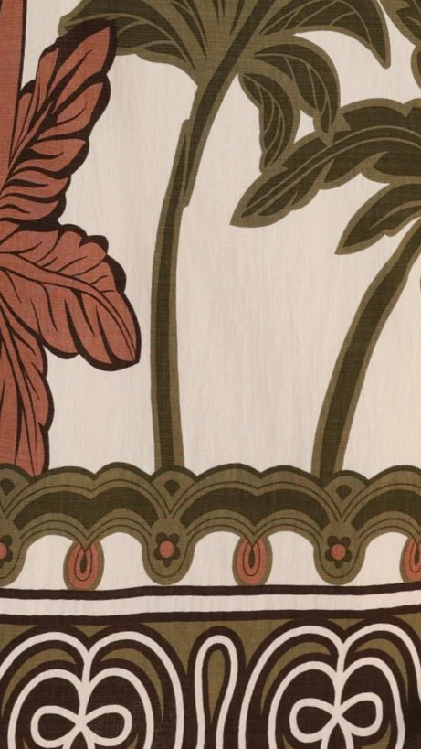 Bethani Mini Dress - Green/Beige Palm