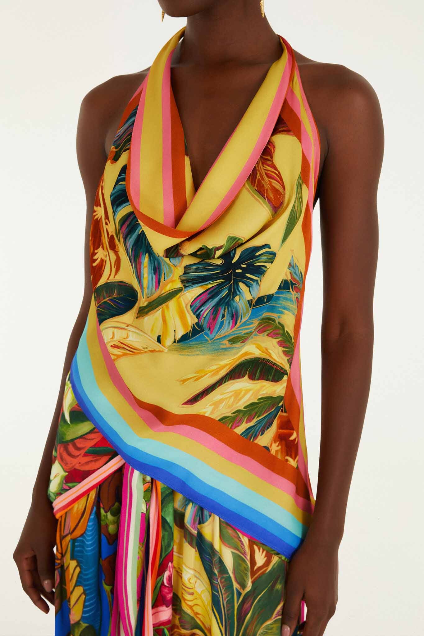 Multicolor Rainbow Summer Scarf  Blouse