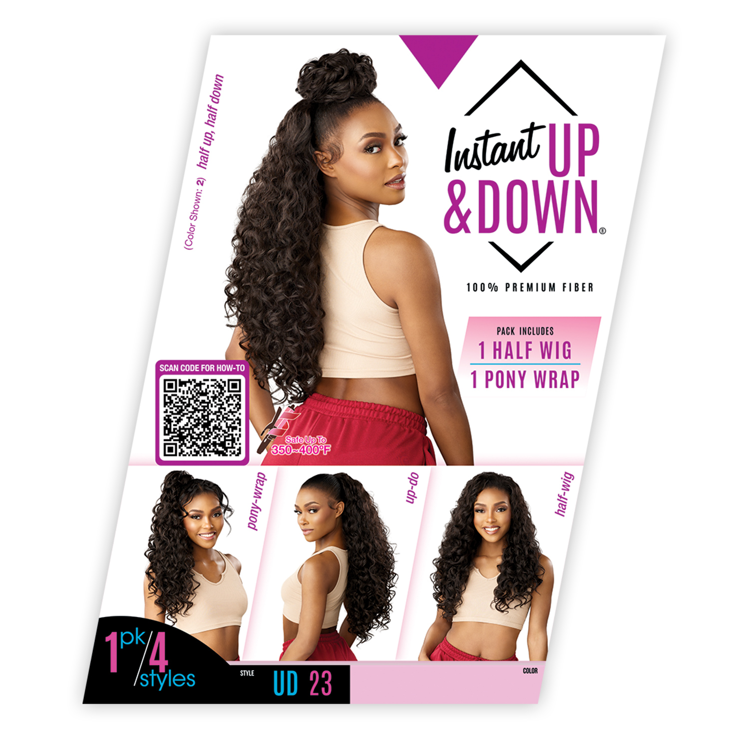 Sensationnel Half Wig N Pony Wrap Instant Up N Down UD 23