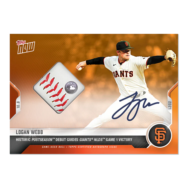 On-Card Auto-Relic # to 5 - Logan Webb - 2021 MLB TOPPS NOW® Card 938E