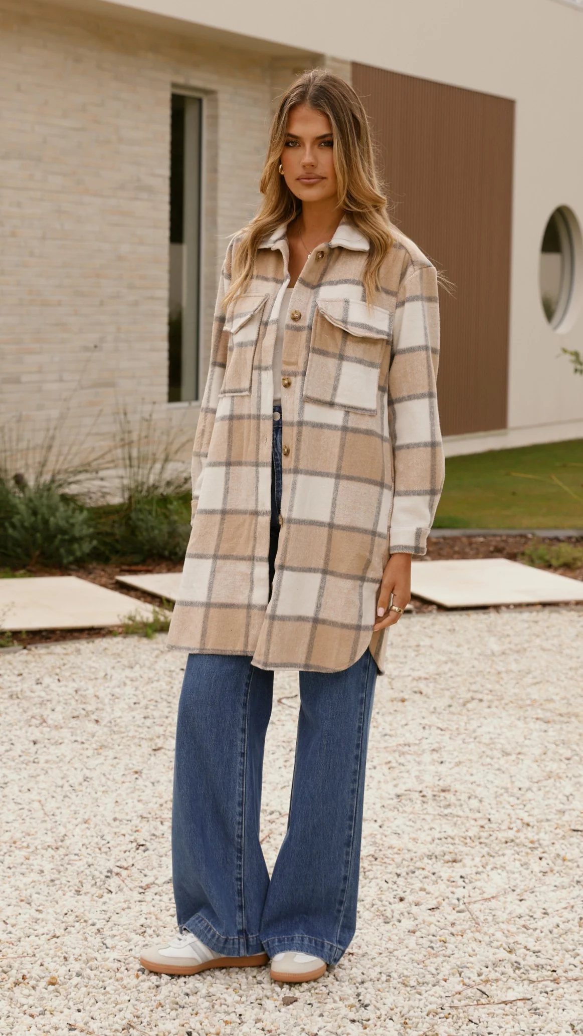 Saskia Jacket - Beige/Cream Check