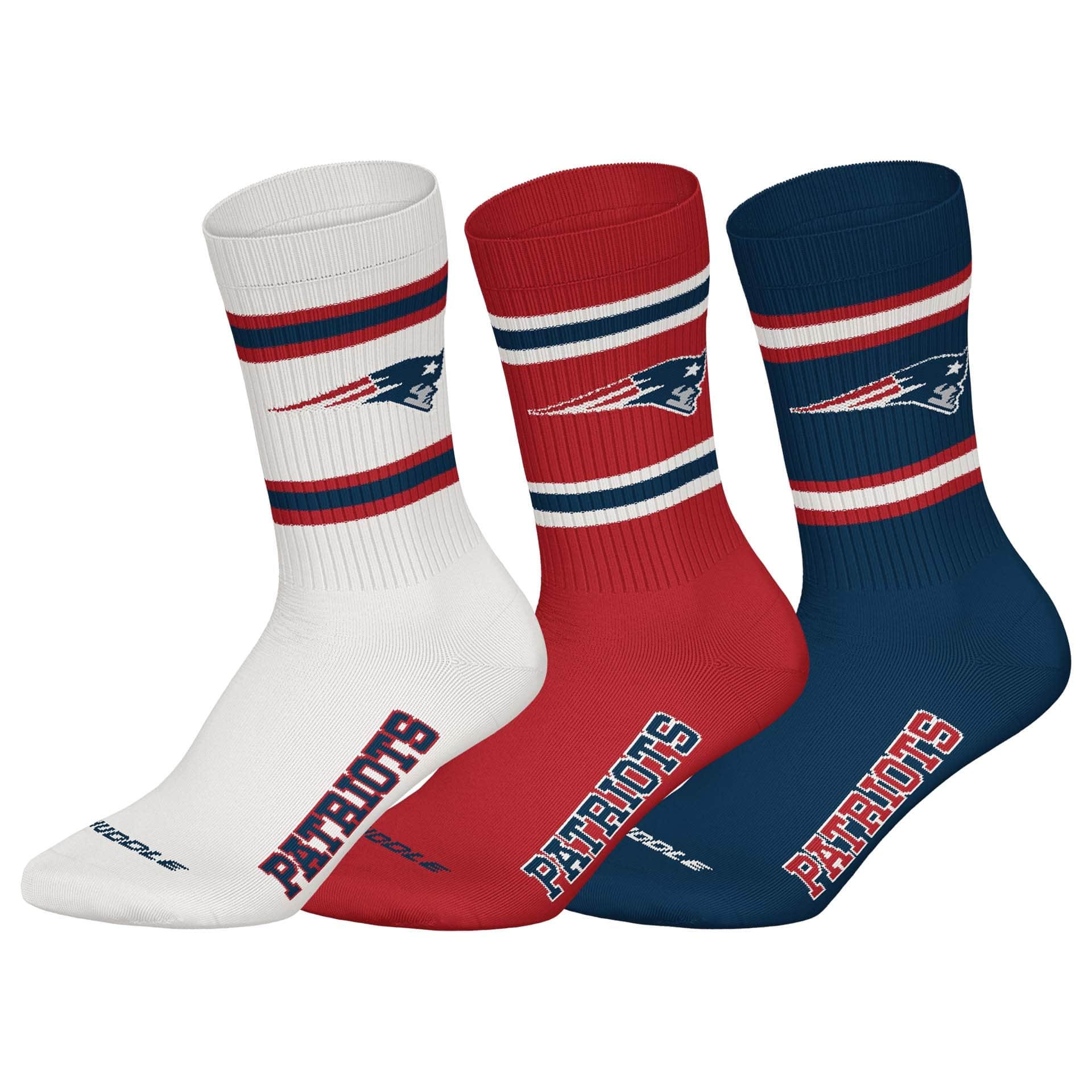 New England Patriots Huddle NFL Crew Socks (3-Pack)