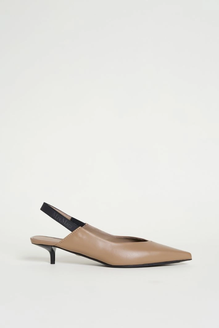 Leather slingbacks - BEIGE