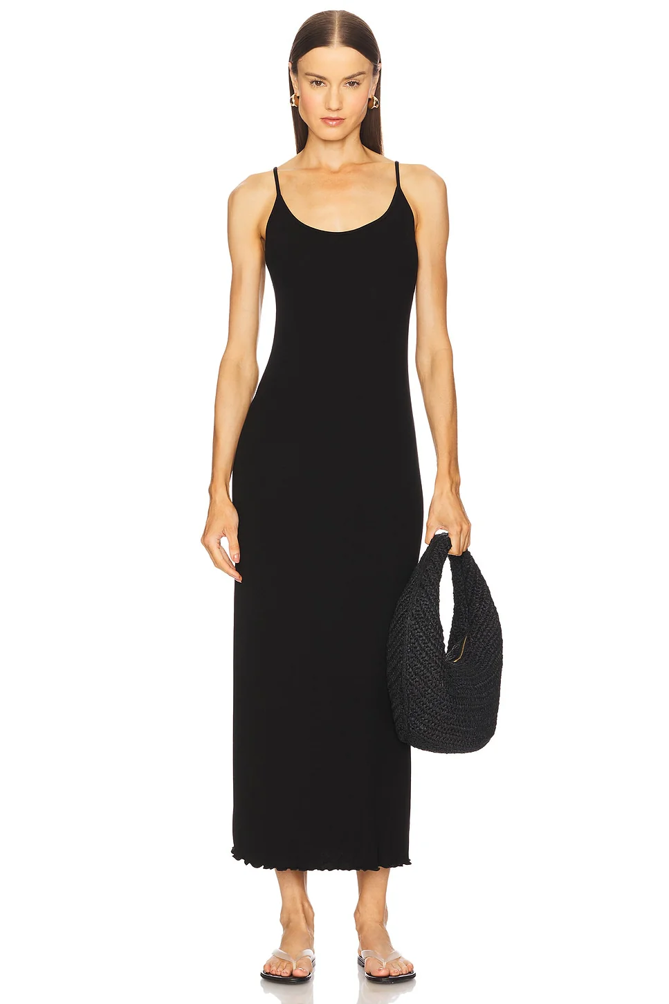 Silk Rib Lettuce Edge Dress