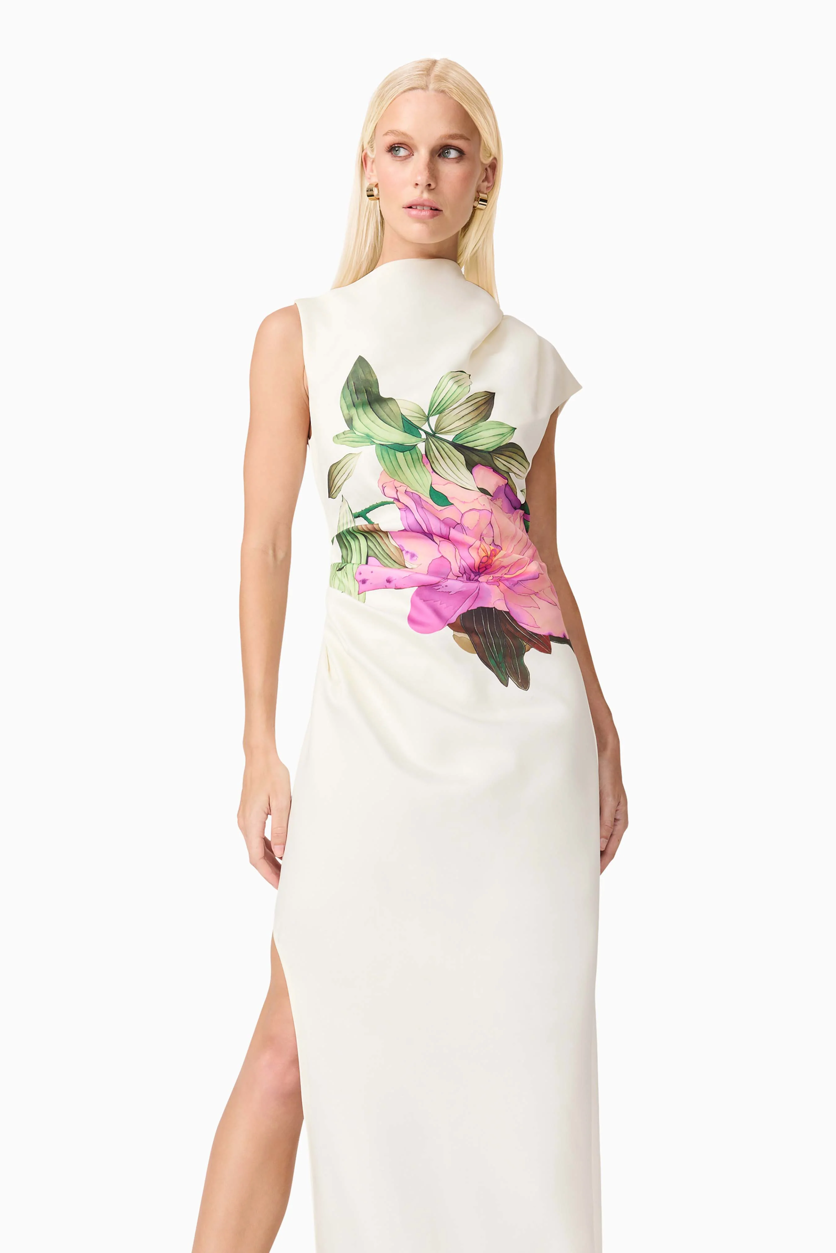 Azelie Asymmetrical Gown in White