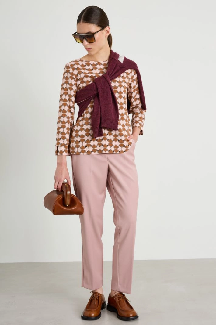 Gabardine cigarette trousers - POWDER PINK