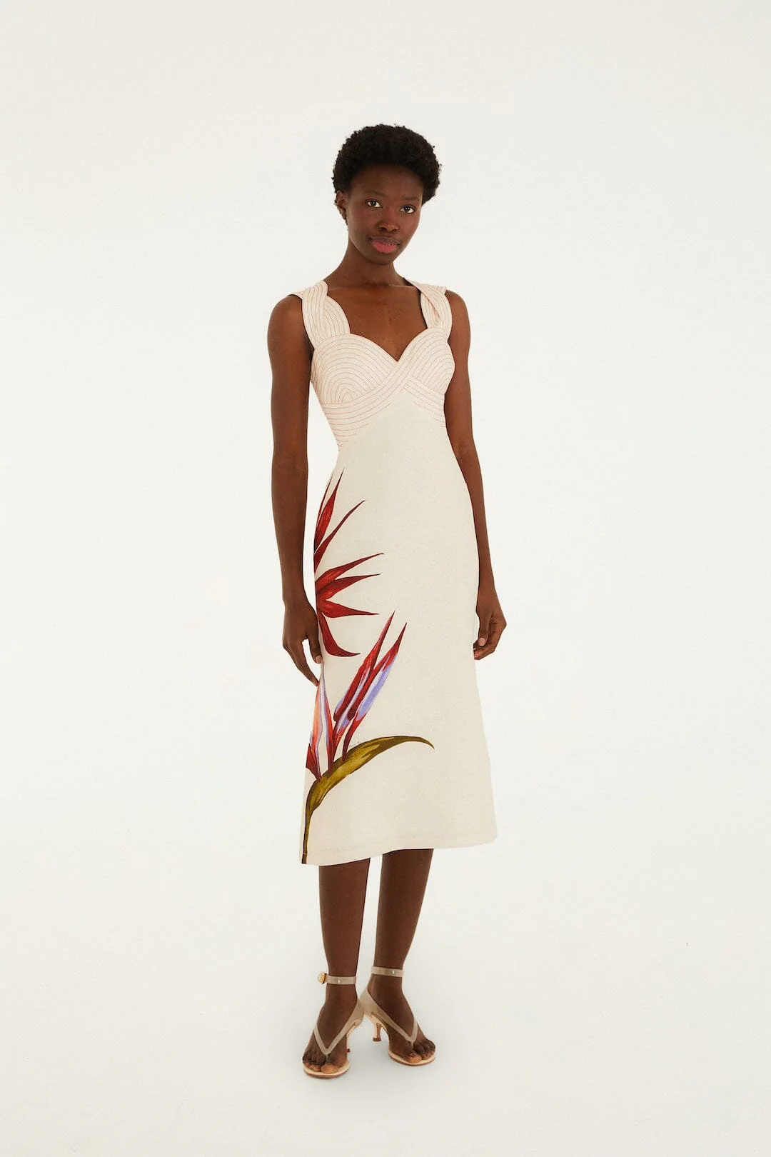 Sand Strelitzia Midi Dress