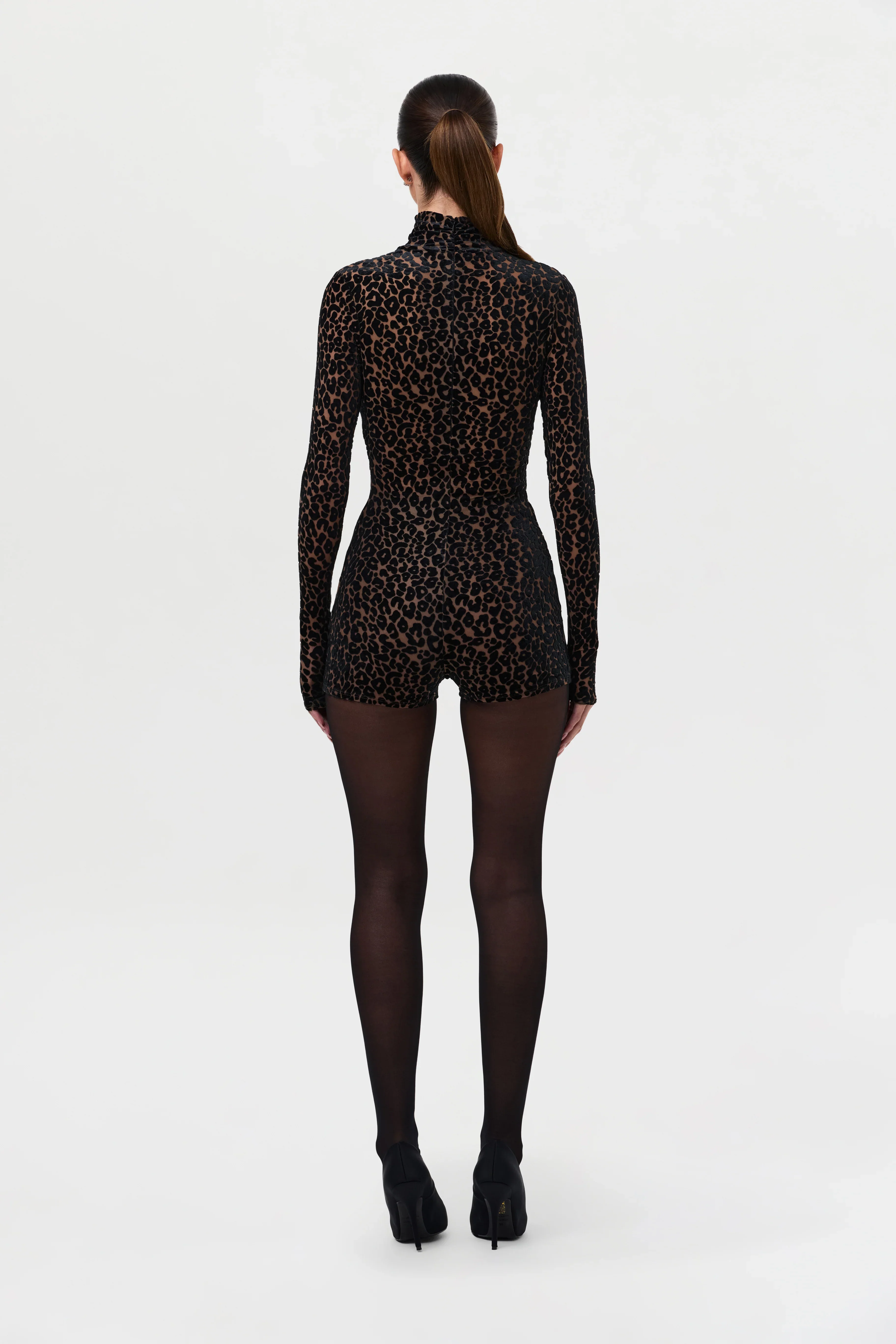 Burnout Print Turtleneck Romper
