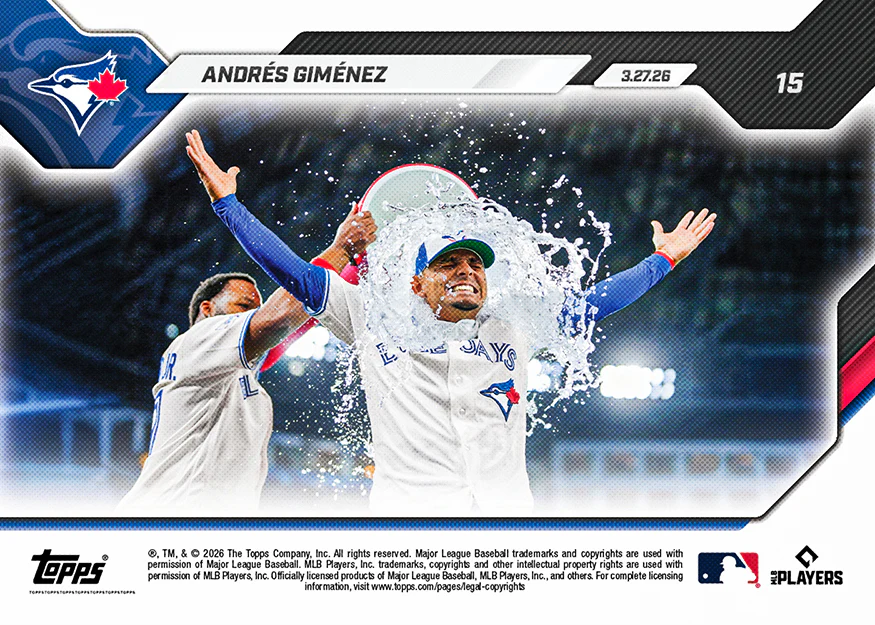 Andrés Giménez - 2026 MLB Topps NOW® - Card 15 - PR: 556