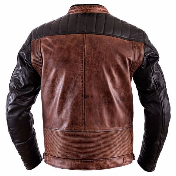 Helstons CRUISER Motorcycle Jacket - Raw Leather - Beige/BlackRef: HS0639