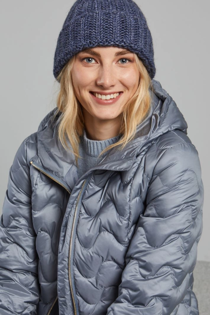 Turn-up beanie hat - BLUE STEEL