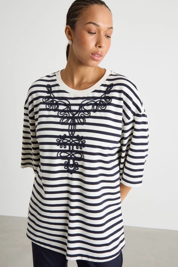 Embroidered jersey sweatshirt - WHITE BLUE