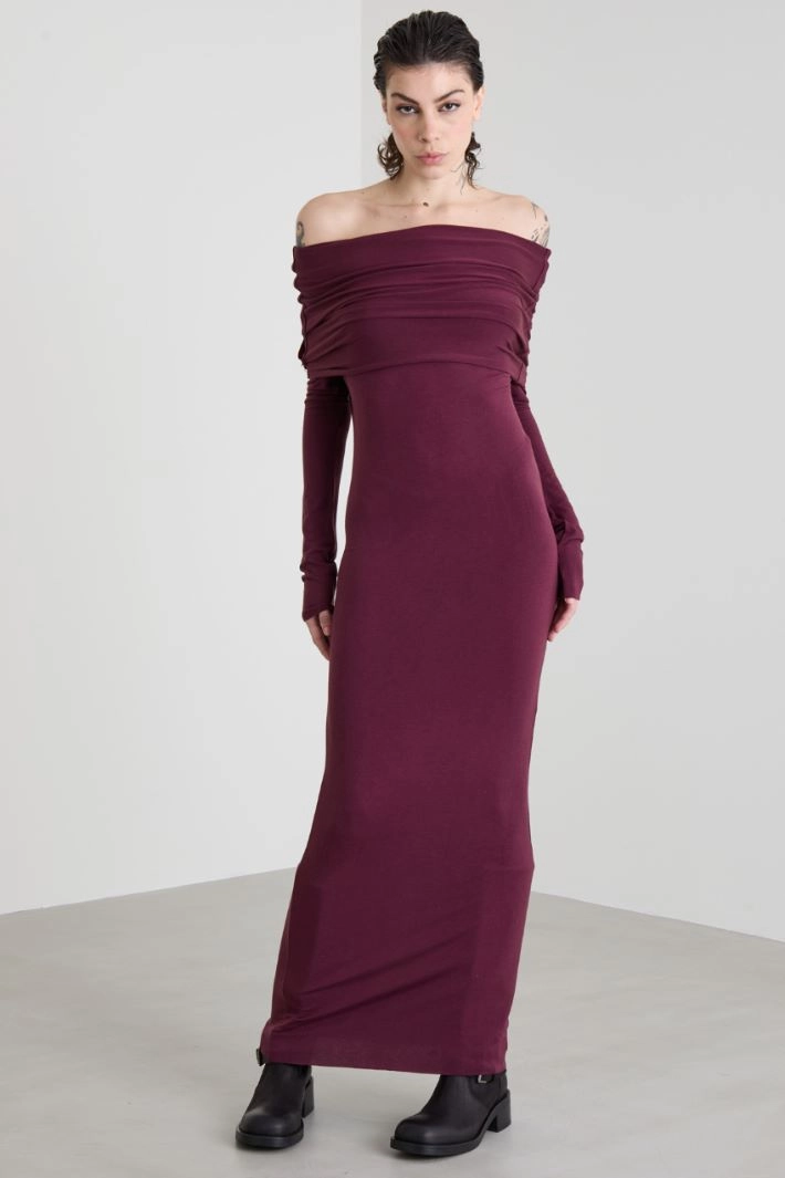 Cowl Neck Dress - BORDEAUX