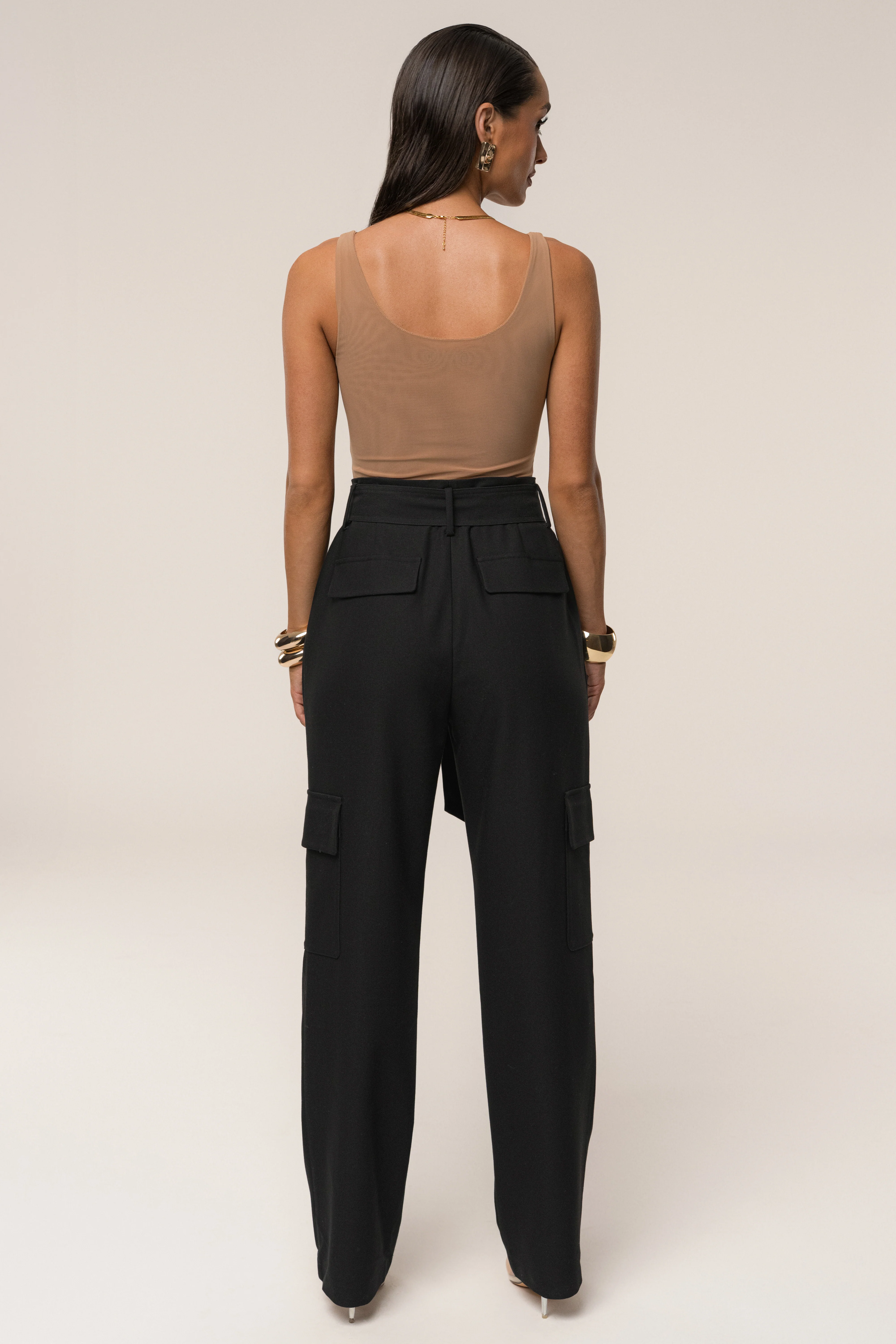 Black Alexis Belted Cargo Pants