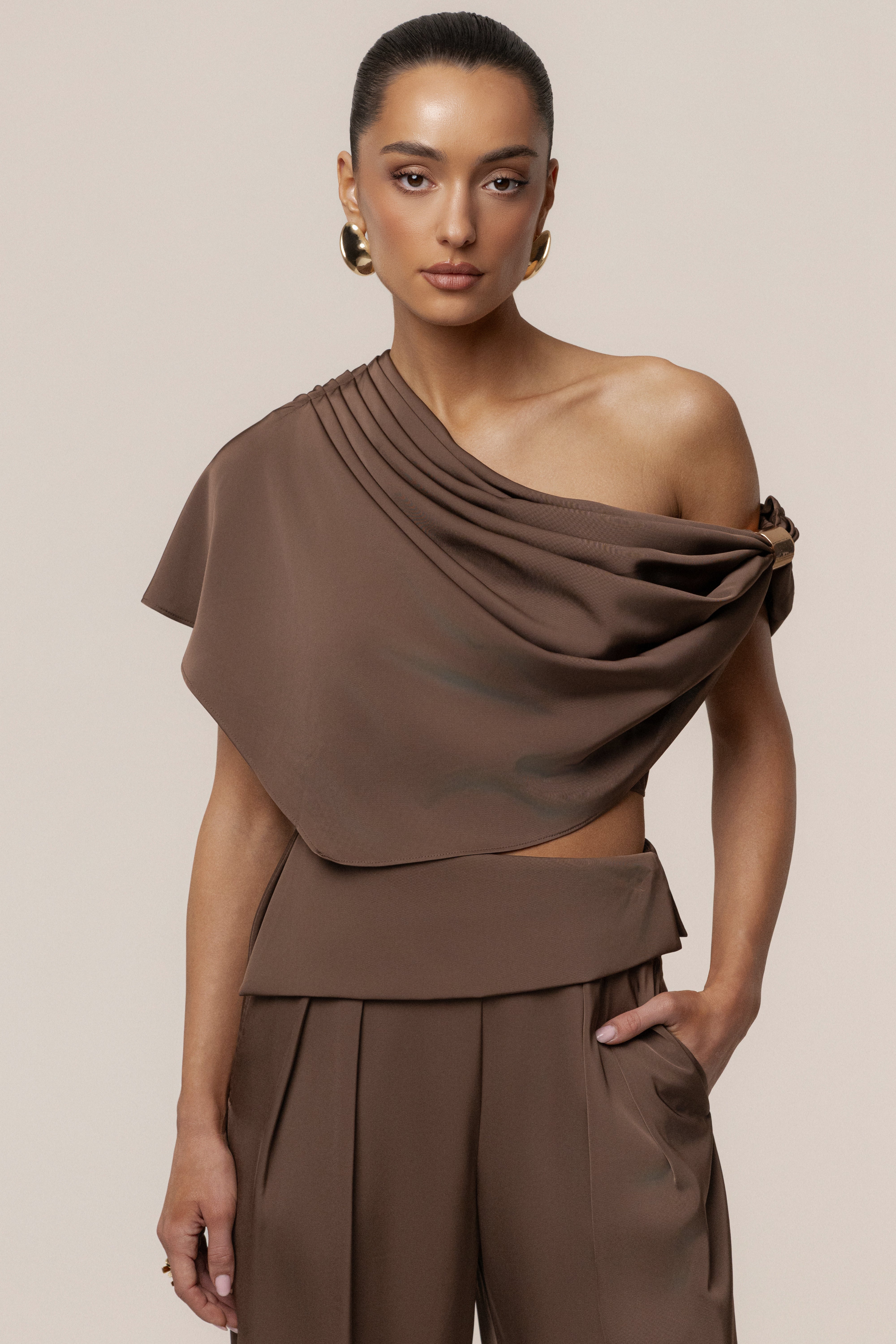 Chocolate Gleam and Glow Satin Top