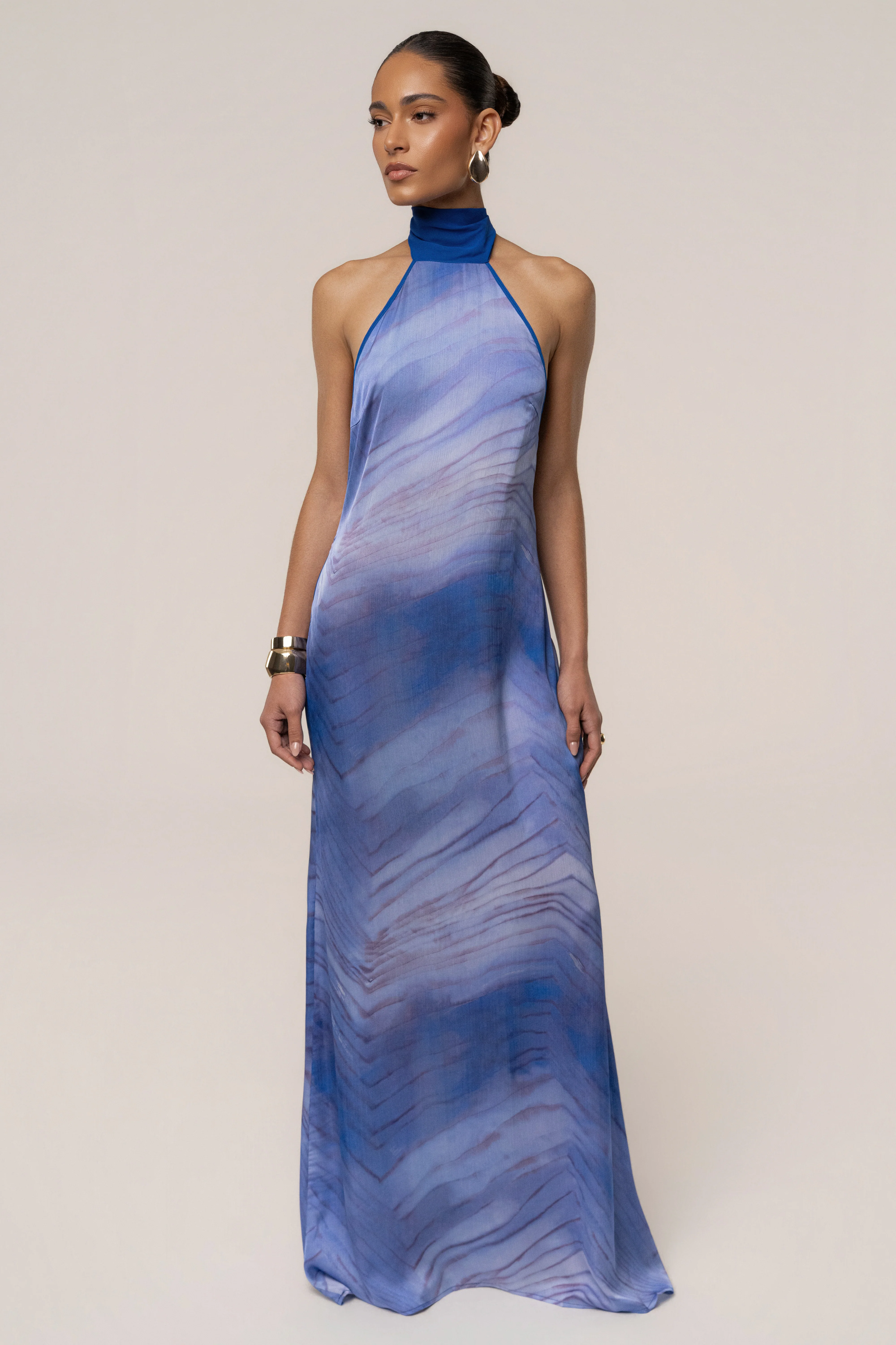 Blue Sunset Waves Maxi Dress