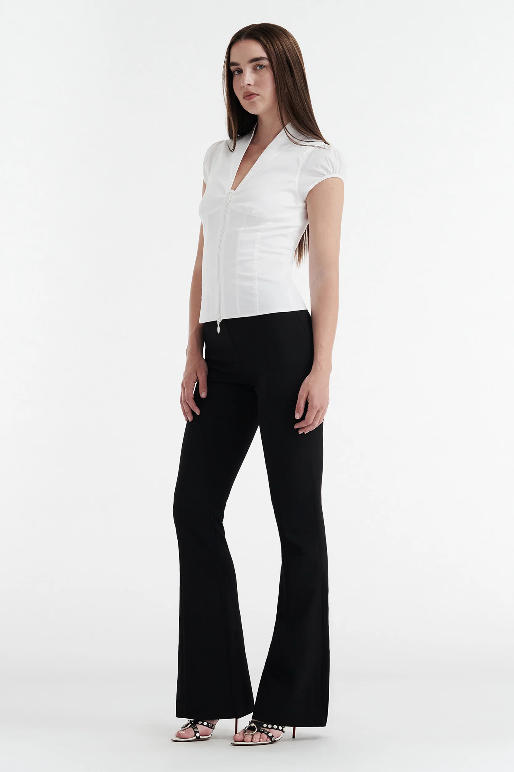 Colette Panelled Puff Sleeve Top - White