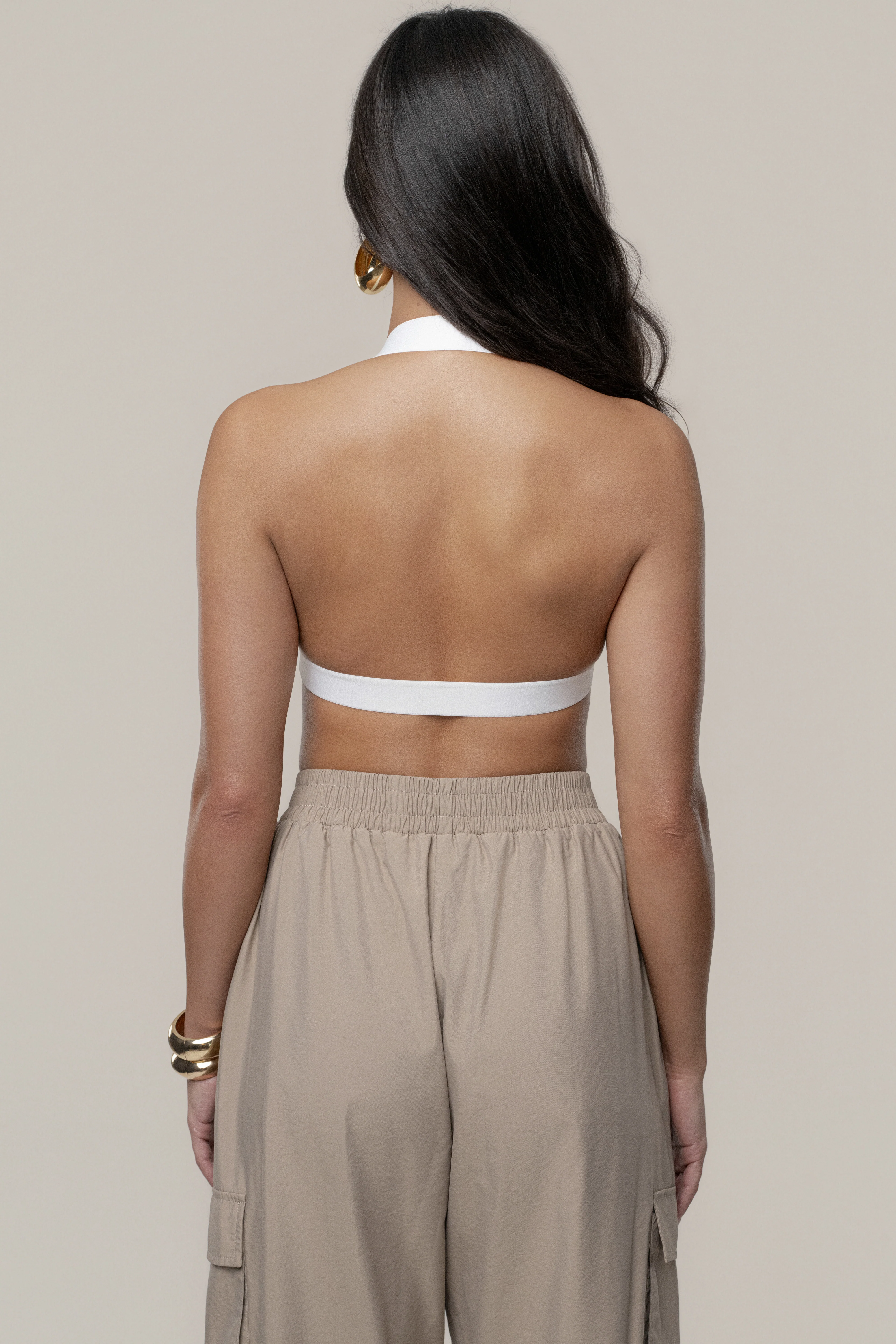 Ivory Belted Motion Halter Top